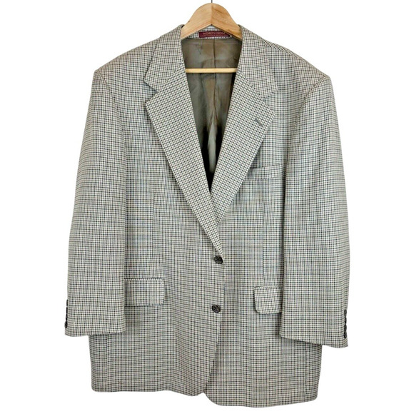 Vintage Nordstrom Blazer Men's 46R Silk & Wool Houndstooth Italian Made in USA - Picture 1 of 9